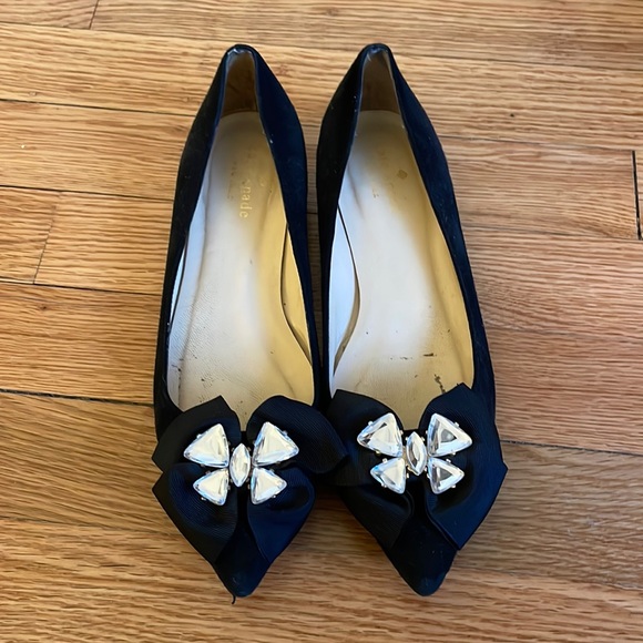 Black Kate Spade flats with rhinestone detail - size 6 - Picture 1 of 6